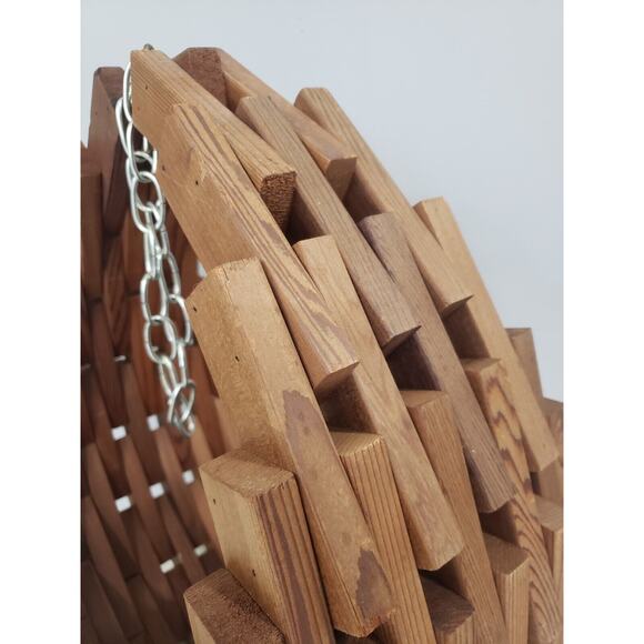 LARGE Vintage MCM Wood Block Planter Hanging Plant Basket Boho Chic‎ Cedar Swag - Picture 3 of 11